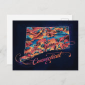 Darstellung von Connecticut Map Postkarte (Vorne/Hinten)