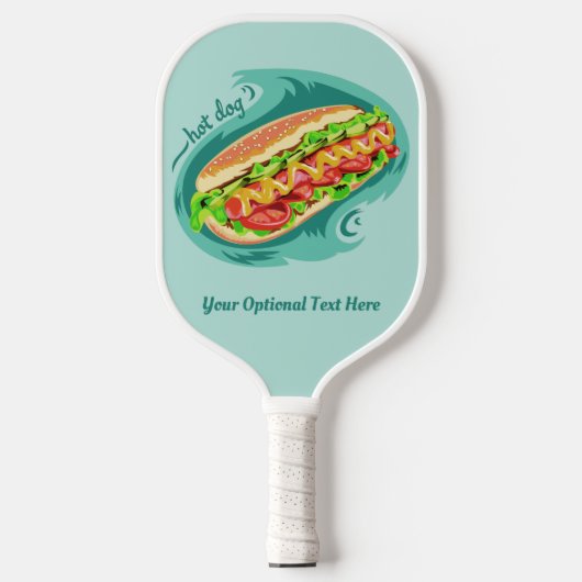 Darstellung von Hot Dog im benutzerdefinierten Tex Pickleball Schläger (Vorderseite)