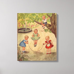 Darstellung von Kindern im Spiel Vintag Leinwanddruck