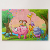 Darstellung von Kindern und Tieren Puzzle (Horizontal)