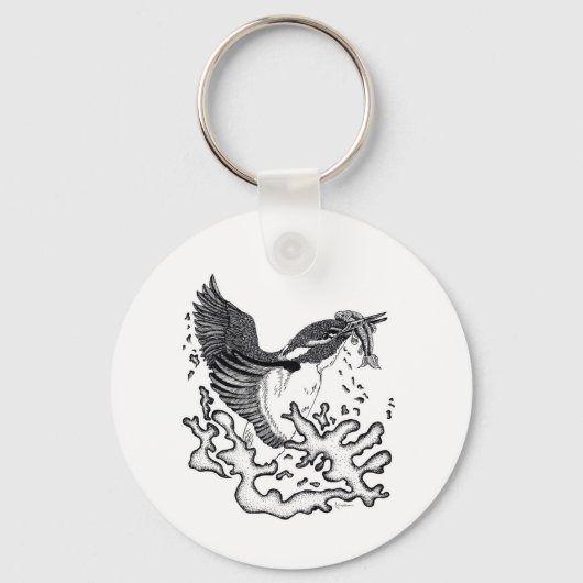 Darstellung von Kingfisher auf Knopfschlüsselring Schlüsselanhänger (Vorderseite)