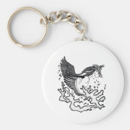 Darstellung von Kingfisher auf Knopfschlüsselring Schlüsselanhänger