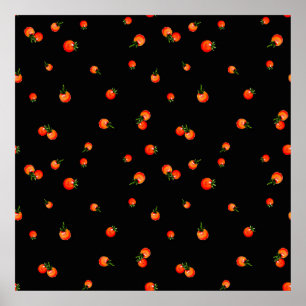Darstellung von Kirschtomaten. Wasserfarben nahtlo Poster