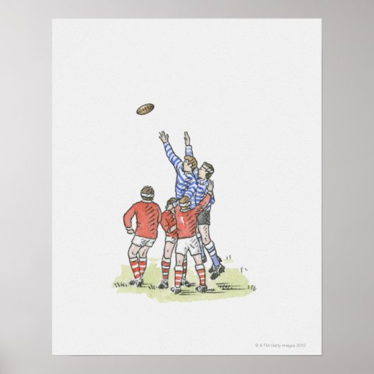 Darstellung von Männern, die Rugby-Springen in der Poster (Vorne)