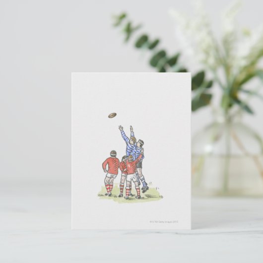 Darstellung von Männern, die Rugby-Springen in der Postkarte (Stehend Vorderseite)