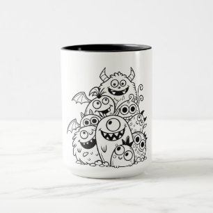 Darstellung von Monsterzeichen für niedliche Carto Tasse