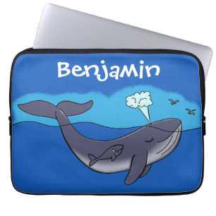 Darstellung von niedlichen Walen und Cartoon Laptopschutzhülle
