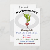 Darstellung von Radieschen-Cartoon Einladung (Vorne/Hinten)