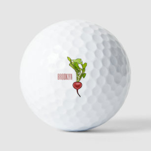 Darstellung von Radieschen-Cartoon Golfball