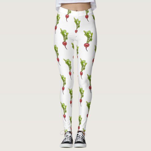 Darstellung von Radieschen-Cartoon Leggings (Vorderseite)