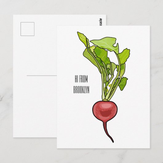 Darstellung von Radieschen-Cartoon Postkarte (Vorne/Hinten)