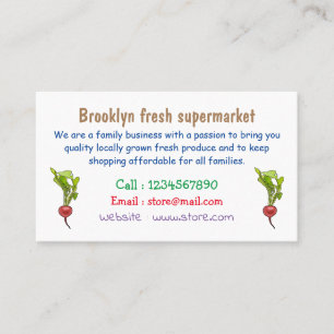 Darstellung von Radieschen-Cartoon Visitenkarte