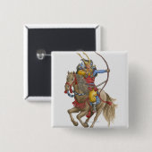 Darstellung von Samurai auf dem Pferderückenbogen Button (Vorne & Hinten)