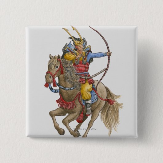 Darstellung von Samurai auf dem Pferderückenbogen Button (Vorderseite)