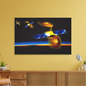 Darstellung von Satelliten über den Horizont der E Leinwanddruck (Insitu (Wohnzimmer))