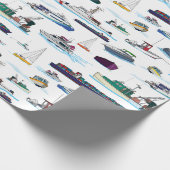 Darstellung von Schiffen und Schiffen nach Muster Geschenkpapier (Ecke)