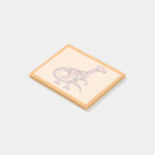 Darstellung von Velociraptor. Post-it Klebezettel (angewinkelt)