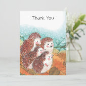 Darstellung von vier jungen Igeln Dankeskarte (Stehend Vorderseite)