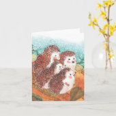 Darstellung von vier jungen Igeln Karte (Gelbe Blume)