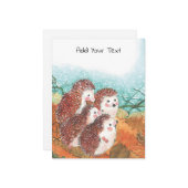 Darstellung von vier jungen Igeln Mitteilungskarte (Vorderseite/Rückseite Beispiel)