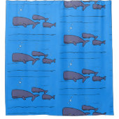 Darstellung von Walen mit niedlicher Wanderung in Duschvorhang (Vorderseite)