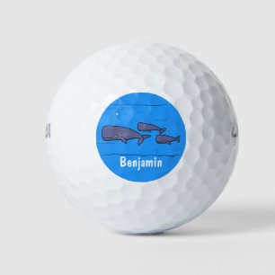 Darstellung von Walen mit niedlicher Wanderung in Golfball