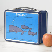 Darstellung von Walen mit niedlicher Wanderung in  Metall Brotdose (Beispiel)