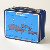 Darstellung von Walen mit niedlicher Wanderung in  Metall Brotdose (Rückseite)