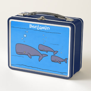 Darstellung von Walen mit niedlicher Wanderung in  Metall Brotdose