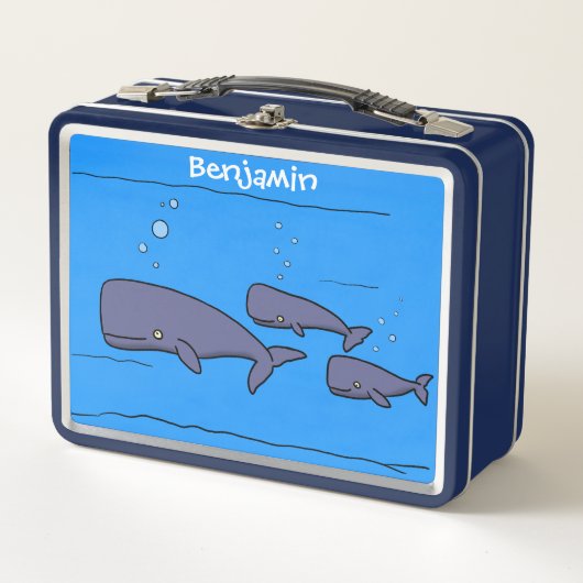 Darstellung von Walen mit niedlicher Wanderung in  Metall Brotdose (Vorderseite)