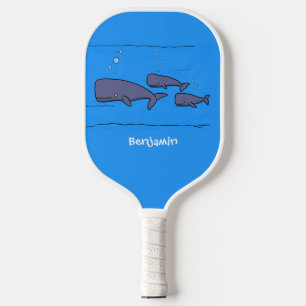 Darstellung von Walen mit niedlicher Wanderung in Pickleball Schläger