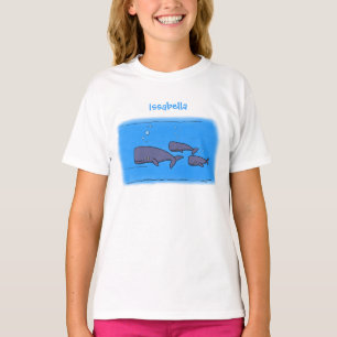 Darstellung von Walen mit niedlicher Wanderung in T-Shirt