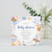 Darstellung von Wasserstränden und Babydusche Einladung (Stehend Vorderseite)