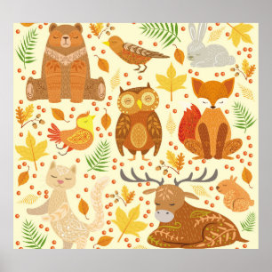 Darstellung von Zierwaldtieren. Poster