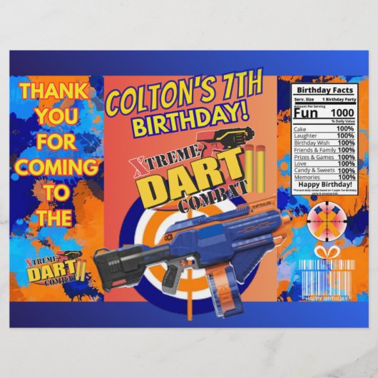 Dart Battle Birthday Chip Bag! Flyer (Vorne)