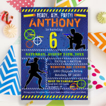 Dart Blaster Boys Party zum Geburtstag Einladung