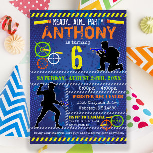 Dart Blaster Boys Party zum Geburtstag Einladung