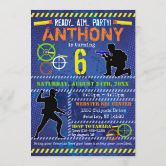 Dart Blaster Wars Party Boys Birthday Einladung