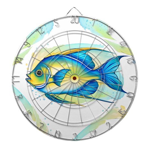 Dart Board - Aquarellreihe: Angelfish Dartscheibe (vorne)