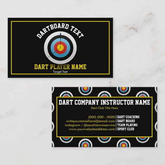 Dart Board Black Visitenkarte (Vorne/Hinten)