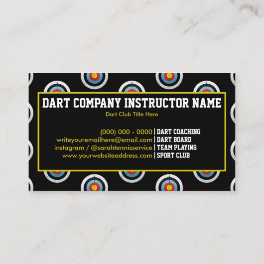 Dart Board Black Visitenkarte (Rückseite)