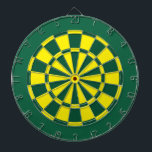 Dart Board: Gelb, grün und dunkelgrün Dartscheibe<br><div class="desc">Gelb,  grün und dunkelgrün gefärbtes Dart Board-Spiel mit 6 Messingdunkeln</div>