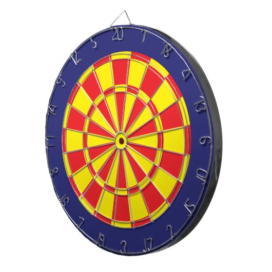 Dart Board: Gelb, Rot und Navy Blau Dartscheibe (Vorderseite rechts)