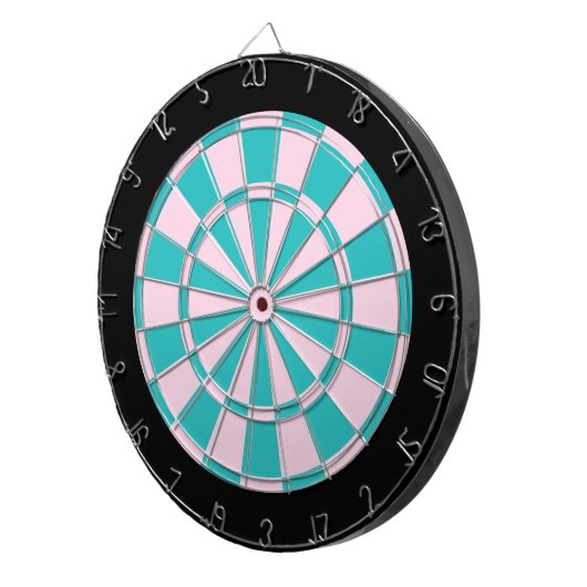 Dart Board: Hellrosa, Türkis und Schwarz Dartscheibe (Vorderseite rechts)