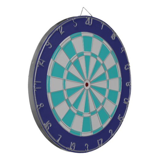 Dart Board: Lichtsilber, Türkis und Marine Dartscheibe (Vorderseite Links)