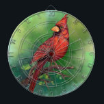 Dart Board mit Northern Red Kardinal Bird Dartscheibe<br><div class="desc">Schöner Nordroter Kardinal Vogelmalerei Wasserfarben Mignon - Grün</div>