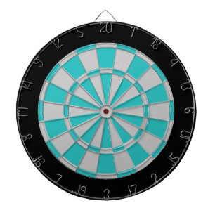 Dart Board: silber grau, türkis und schwarz Dartscheibe