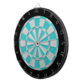 Dart Board: silber grau, türkis und schwarz Dartscheibe (Vorderseite rechts)