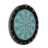 Dart Board: silber grau, türkis und schwarz Dartscheibe (Vorderseite Links)