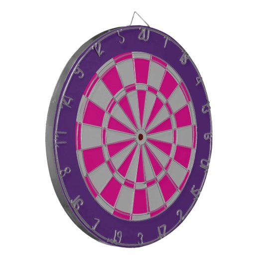 Dart Board: Silbergrau, rosa und Lila Dartscheibe (Vorderseite Links)